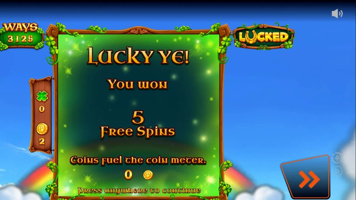 Pemandangan lembah hijau Irlandia yang magis dalam slot Lucked